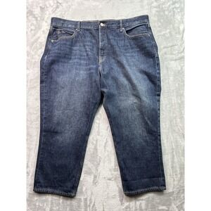 Old Navy Womens Plus Sz 18 Blue Jeans High Rise Slouchy Straight Whiskering Pant